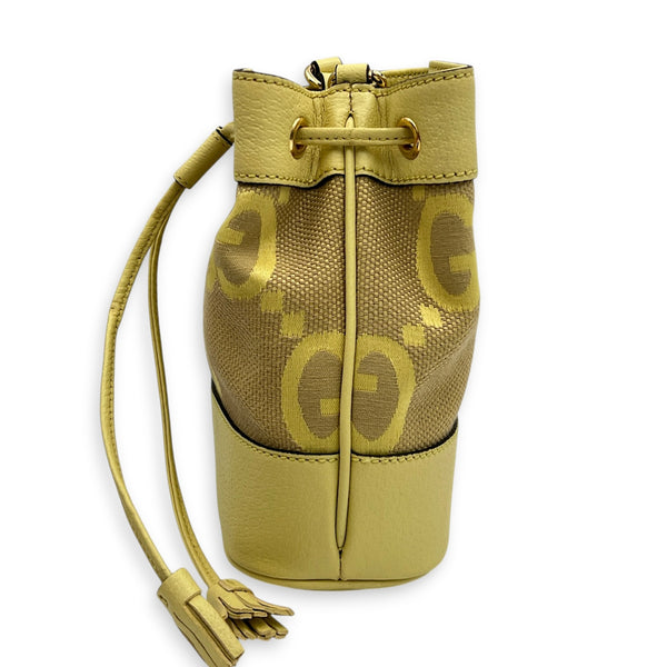 GG Bucket Bag Mini Yellow in Canvas, Gold hardware