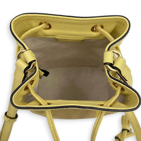 GG Bucket Bag Mini Yellow in Canvas, Gold hardware