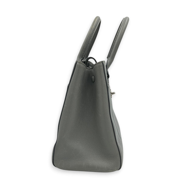 Neo Executive Tote Top Handle Bag Grey in Calfskin, Silver hardware