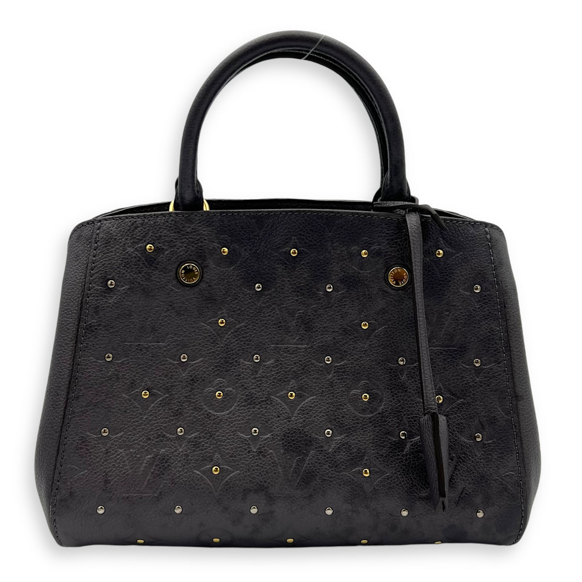 Louis Vuitton Montaigne Top Handle Bag BB Grey in Empreinte Leather, Gold hardware_1
