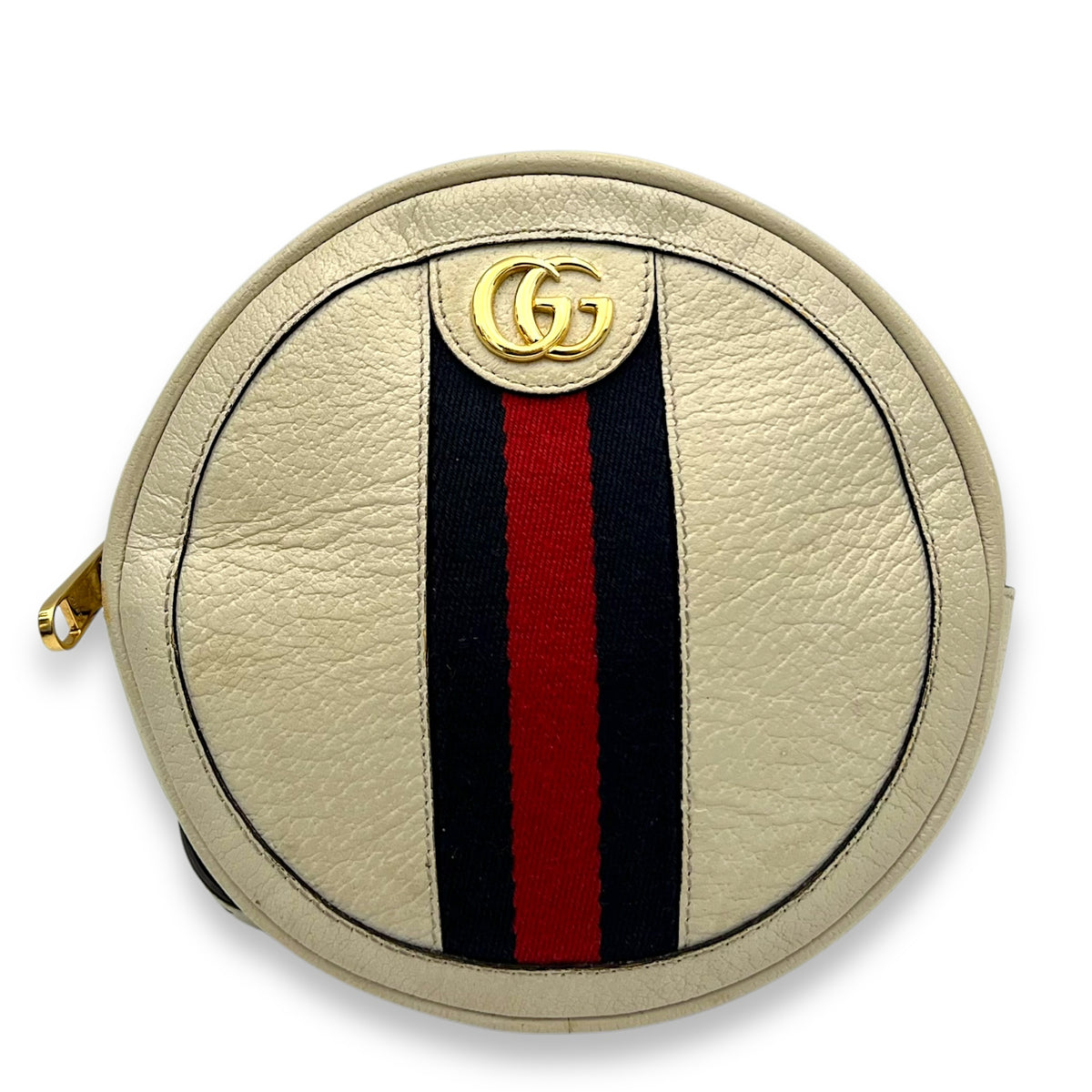 Gucci Ophidia Round Crossbody Bag White in Calfskin, Gold hardware_1