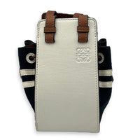 Loewe Hammock Mini White Top Handle Bag in Calfskin and Canvas, Silver hardware_1