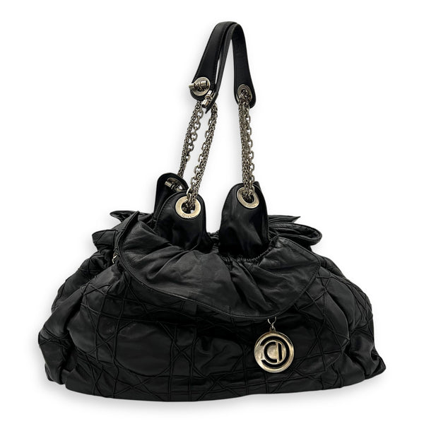 Christian Dior Cannage Shoulder Bag Black in Lambskin, Silver hardware_1