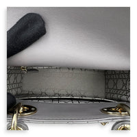 Christian Dior Lady Dior Small Grey Top Handle Bag in Lambskin, Gold hardware_6