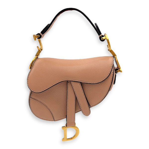 Christian Dior Saddle Top Handle Bag Micro Beige in Calfskin, Gold hardware_1