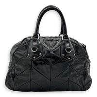 Prada Quilted Top Handle Bag Black in Glazed Calfskin, Silver hardware_1