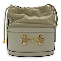 Gucci Horsebit 1955 White Bucket Bag in Calfskin, Gold hardware_1