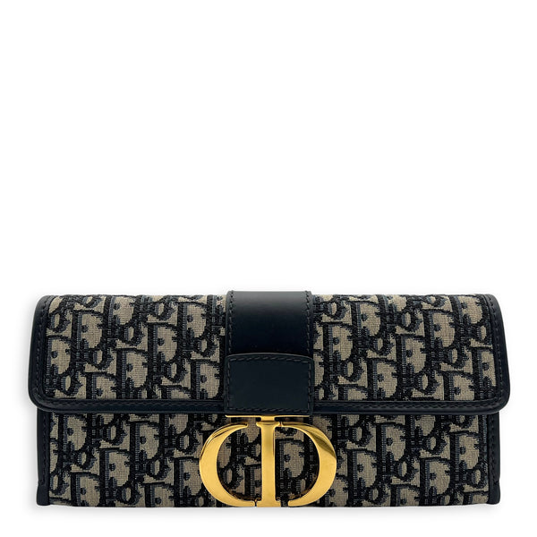 Christian Dior Montaigne Crossbody Bag Medium Blue in Canvas, Gold hardware_1
