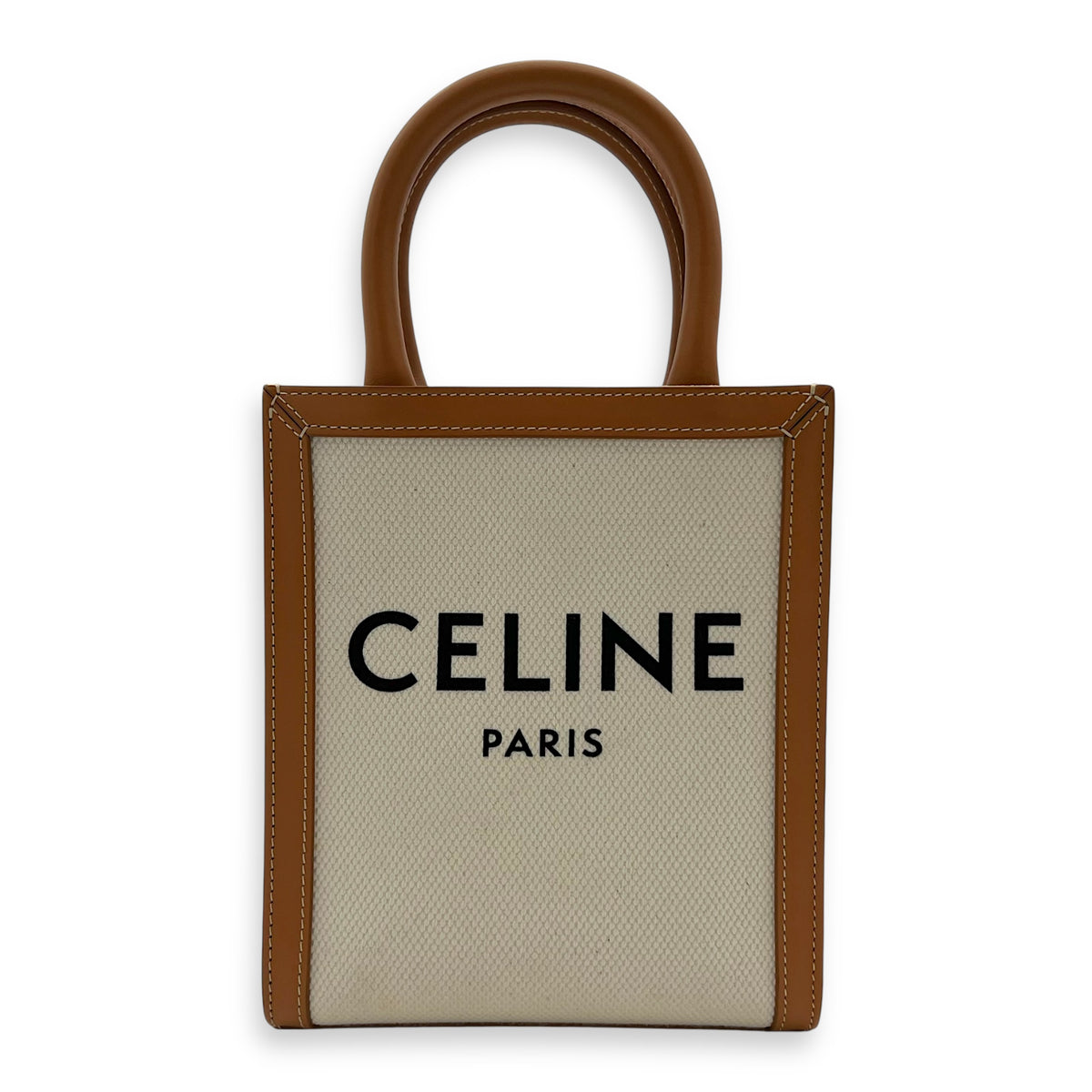 Celine Cabas Top Handle Bag Small Beige in Canvas, Gold hardware_1