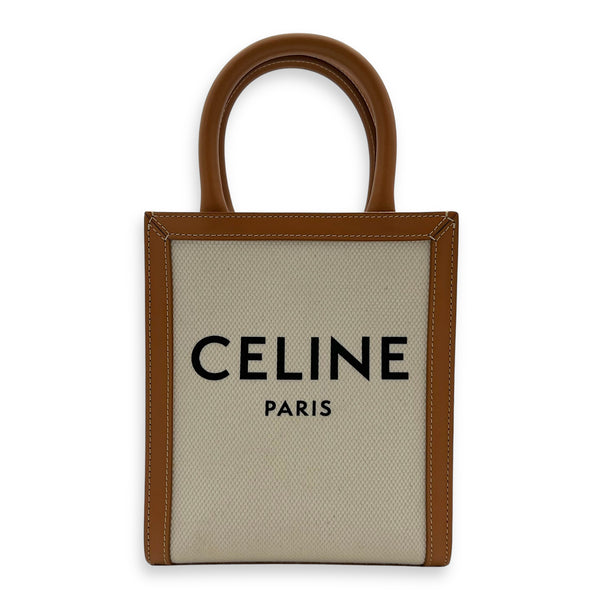 Celine Cabas Top Handle Bag Small Beige in Canvas, Gold hardware_1