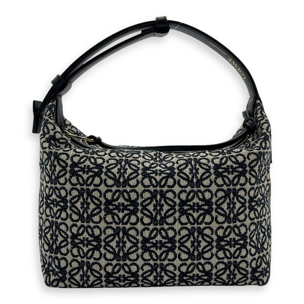 Loewe Cubi Top Handle Bag Blue in Jacquard, Gold hardware_1