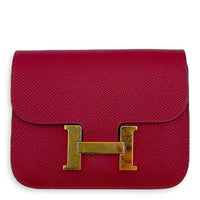 Hermès Constance Slim Red Wallet in Calfskin, Gold hardware_1