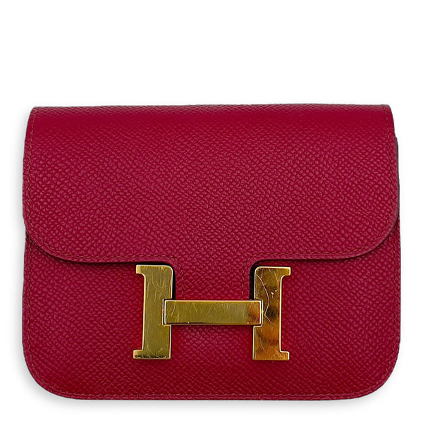 Hermès Constance Slim Red Wallet in Calfskin, Gold hardware_1