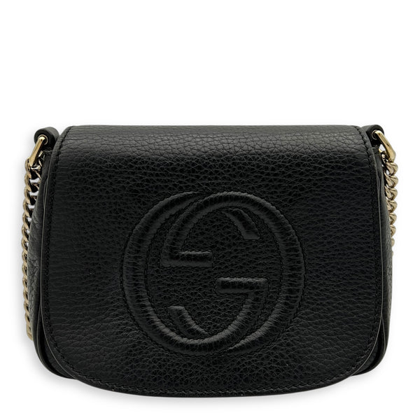 Gucci Soho Crossbody Bag Black in Calfskin, Gold hardware_9