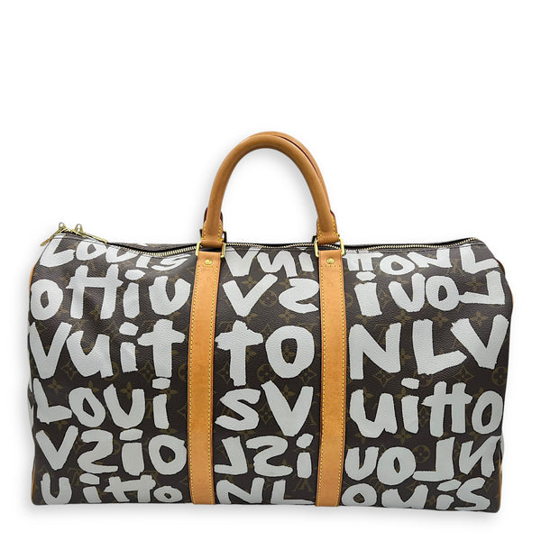 Louis Vuitton Stephen Sprouse Keepall 50 Brown Duffle Bag in Coated Canvas, Gold hardware_1