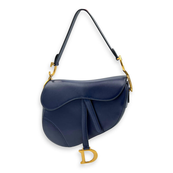Dior Saddle Shoulder Bag Blue in Calfskin, Gold hardware_1