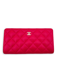 Chanel Classic Wallet Red in Lambskin, Gold hardware_8