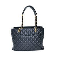 GST Grand Black Tote Bag in Caviar Leather, Gold hardware
