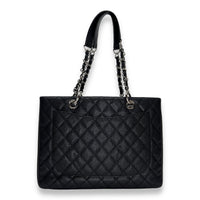 GST Black Shoulder Bag in Caviar Leather, Silver hardware