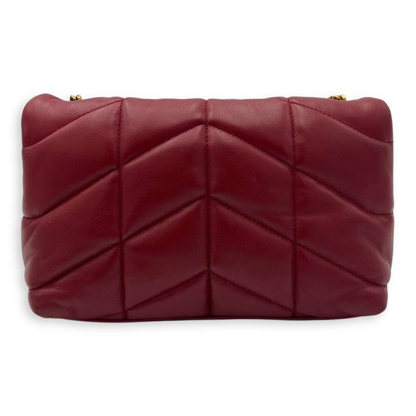 Saint Laurent Puffer Mini Red Shoulder Bag in Lambskin, Gold hardware_2