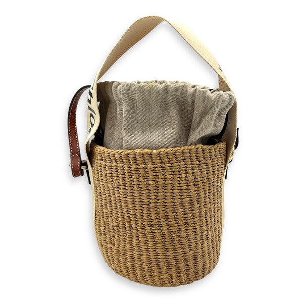 Chloé Woody Beige Bucket Bag in Raffia, Gold hardware_2