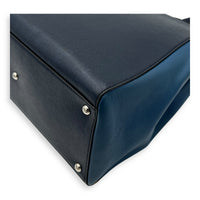 Fendi 2Jours Top Handle Bag Blue in Calfskin, Silver hardware_11