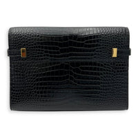 Saint Laurent Manhattan Shoulder Bag Black in Crocodile Embossed Calfskin, Gold hardware_2