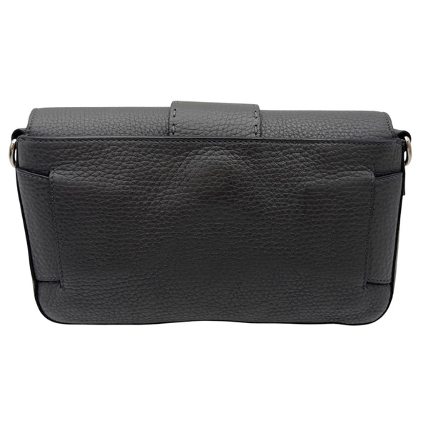 Fendi Baguette Crossbody Bag Small Grey in Calfskin, Silver hardware_2