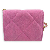 Chanel C19 Pink Wallet On Chain in Denim, Gold hardware_4