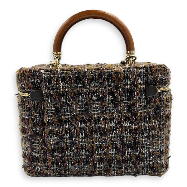 Chanel Vanity Case Wood Multi-colour Top Handle Bag in Tweed, Gold hardware_2