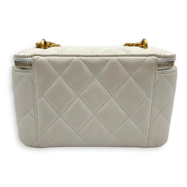 Chanel Pearl Crush White Vanity Bag in Caviar Leather, Gold hardware_2