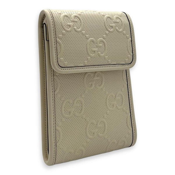 Gucci GG Crossbody Bag White in Calfskin, Silver hardware_3