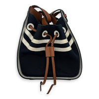 Loewe Hammock Mini White Top Handle Bag in Calfskin and Canvas, Silver hardware_4