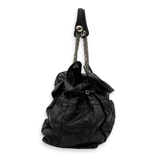 Christian Dior Cannage Shoulder Bag Black in Lambskin, Silver hardware_3