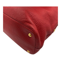 Prada Logo Top Handle Bag Red in Calfskin, Gold hardware_12