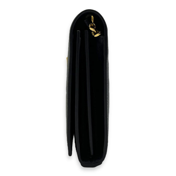 Saint Laurent Star Monogram Black Wallet On Chain in Calfskin, Gold hardware_3
