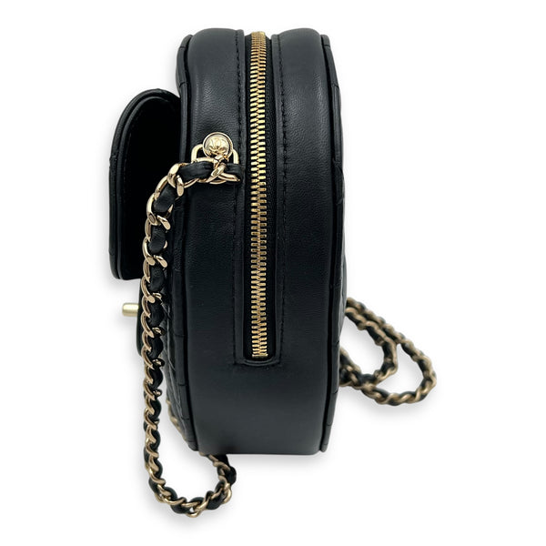 Chanel Heart  Crossbody Bag Black in Lambskin, Gold hardware_3