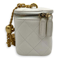 Chanel Pearl Crush White Vanity Bag in Caviar Leather, Gold hardware_3
