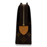 Pochette Toilette 19 Brown Pouch in Monogram Coated Canvas, Gold hardware