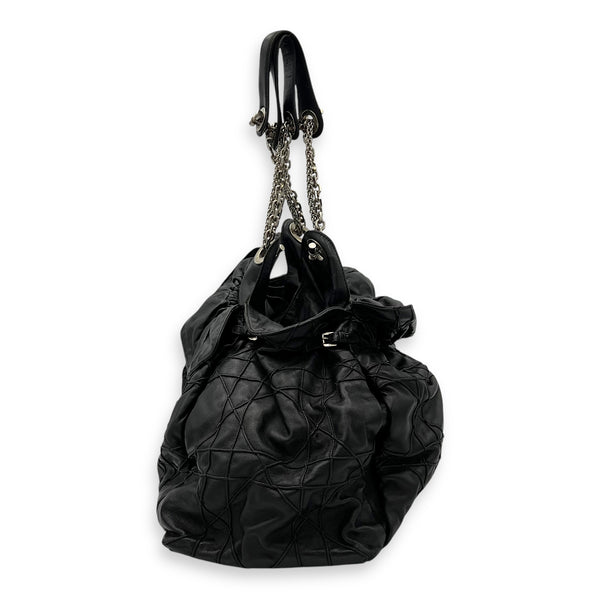 Christian Dior Cannage Shoulder Bag Black in Lambskin, Silver hardware_4