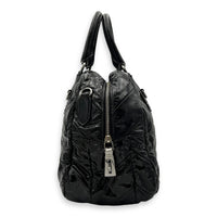 Prada Quilted Top Handle Bag Black in Glazed Calfskin, Silver hardware_4
