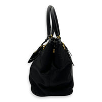 Prada Logo Black Top Handle Bag in Nylon, Gold hardware_4