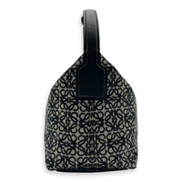 Loewe Cubi Top Handle Bag Blue in Jacquard, Gold hardware_4