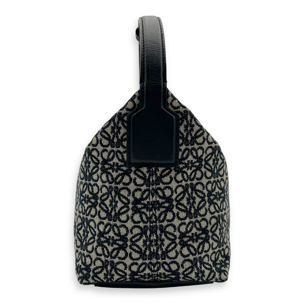 Loewe Cubi Top Handle Bag Blue in Jacquard, Gold hardware_4