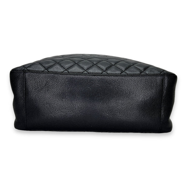GST Black Shoulder Bag in Caviar Leather, Silver hardware
