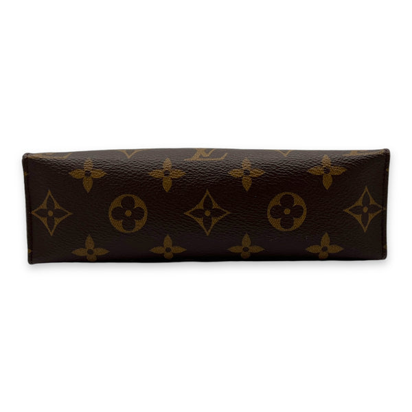 Pochette Toilette 19 Brown Pouch in Monogram Coated Canvas, Gold hardware