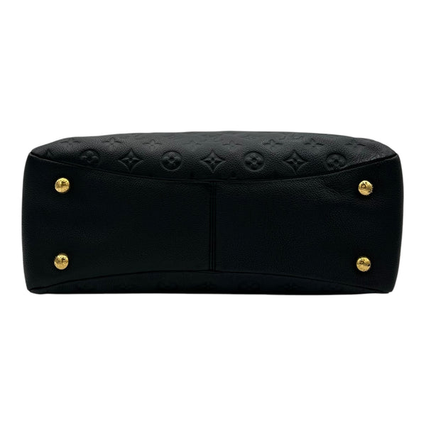 Ponthieu Black Top Handle Bag in Monogram Empreinte Leather, Gold hardware