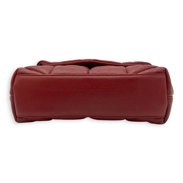 Saint Laurent Puffer Mini Red Shoulder Bag in Lambskin, Gold hardware_5