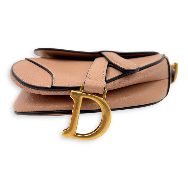 Christian Dior Saddle Top Handle Bag Micro Beige in Calfskin, Gold hardware_5