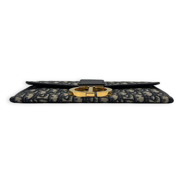 Christian Dior Montaigne Crossbody Bag Medium Blue in Canvas, Gold hardware_5